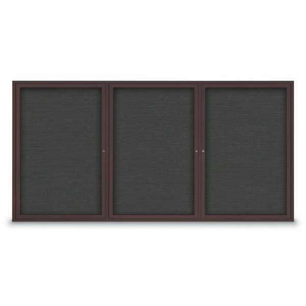 United Visual Products 18"x24" 1-Door Enclosed Outdoor Letterboard, Grey Felt/Bronze Alum UV1166D-BRONZE-GREY